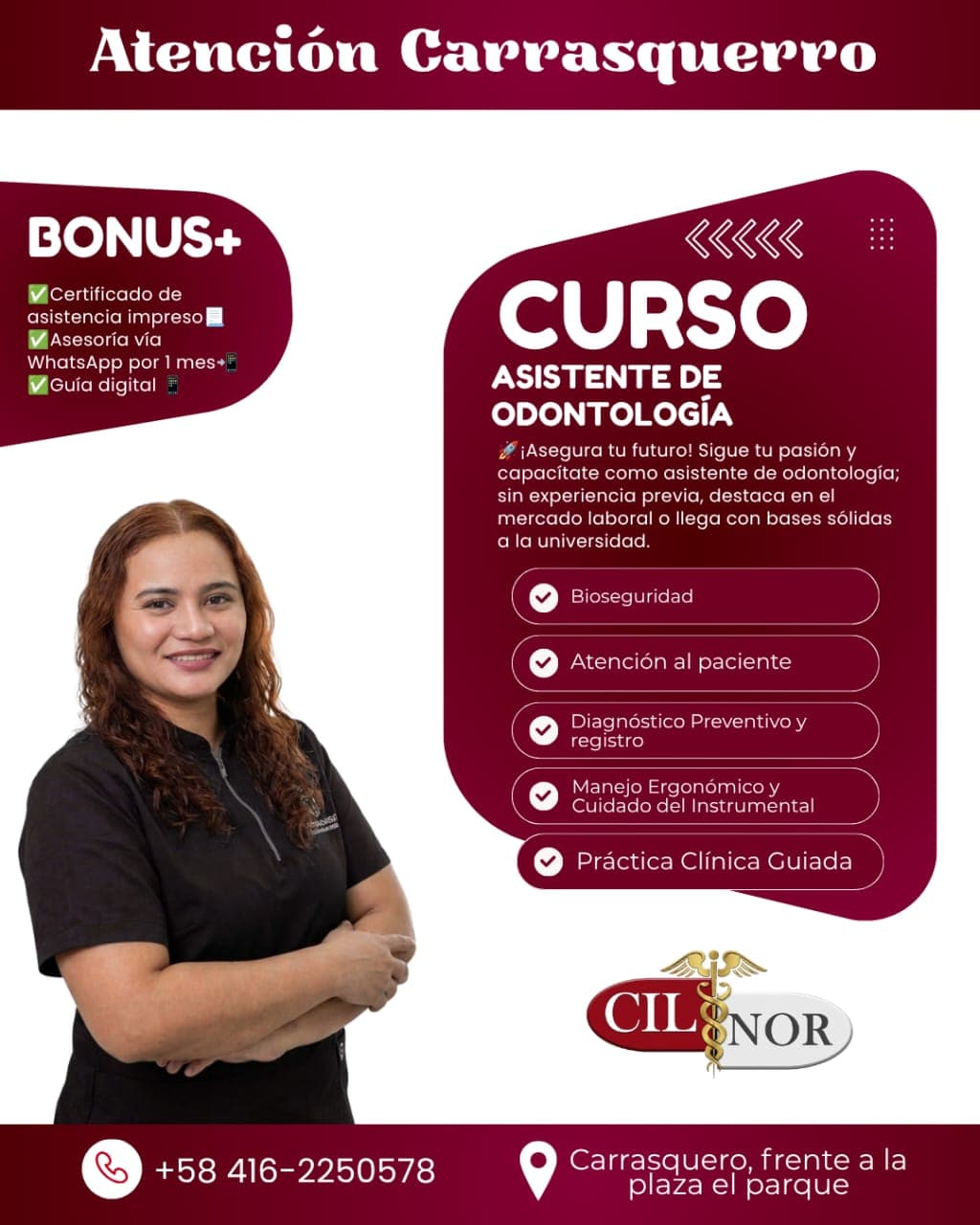 Flyer del curso de asistente de odontología