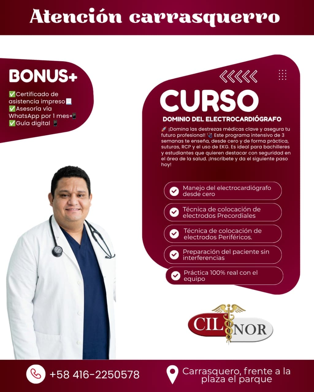 Flyer del curso de dominio del electrocardiógrafo