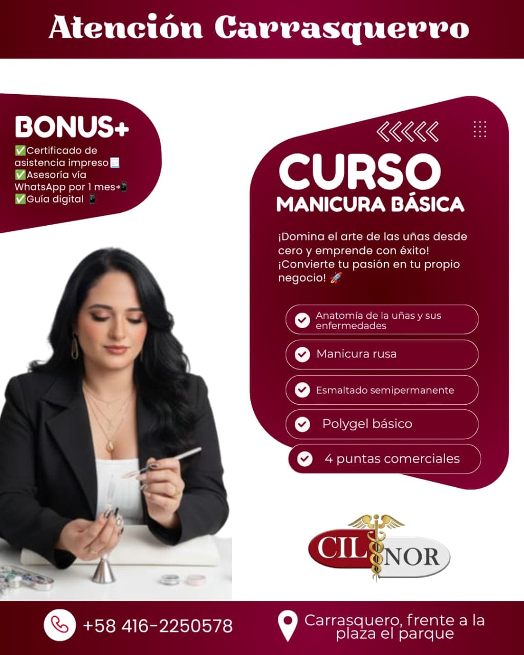 Flyer del curso de manicura básica