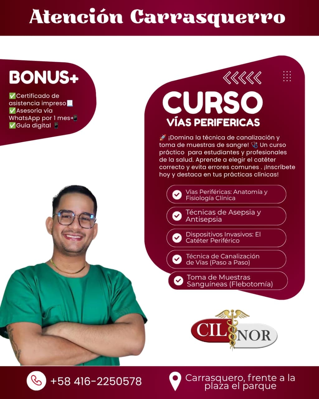 Flyer del curso de vías periféricas